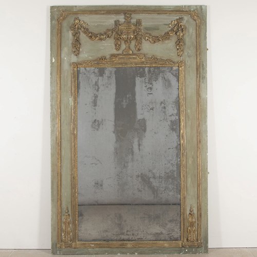 Large Louis XVI Painted And Gilt Trumeau Mirror