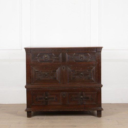 Late 17Th Century English Low Chest On Chest In Oak