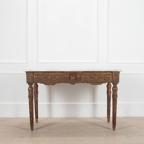 Late 18Th Century Italian Gilt Wood Console Table