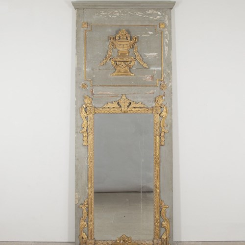Late 18Th Century Italian Painted And Gilt Trumeau Mirror