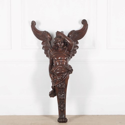 Late 19Th Century Carved Wood Angel Gabriel