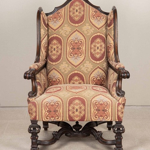 Late 19Th Century English Carolean Style Armchair