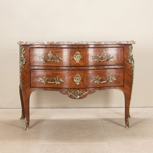 Late 19Th Century French Louis XV Style Kingwood Serpentine Commode