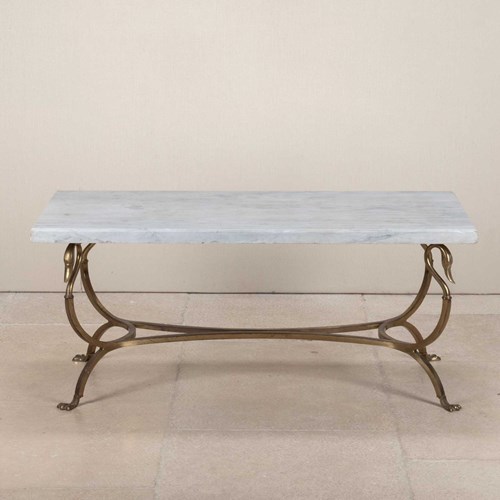 Mid-Century French Maison Jansen Marble Top Coffee Table