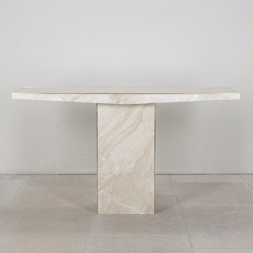 Mid-Century Italian Console Table In White Marble