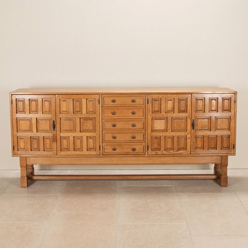 Mid-Century Spanish Geometric Brutalist Sideboard