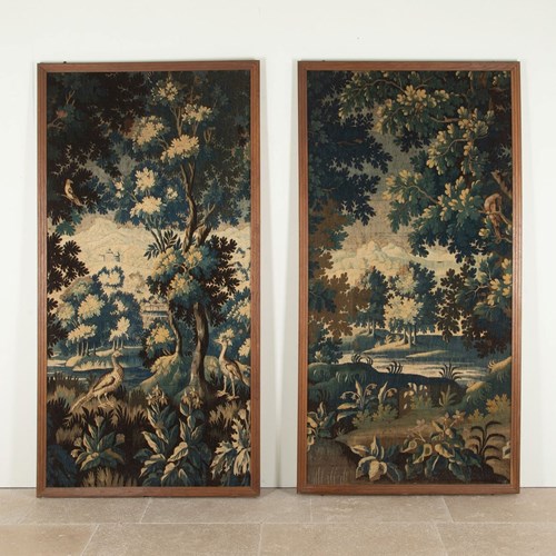 Pair Of 18Th Century French Framed Aubusson Tapestries