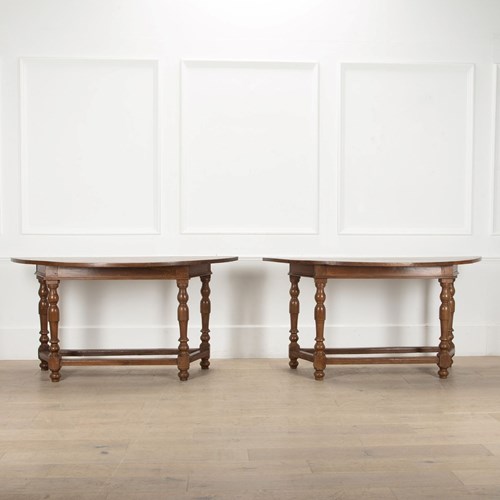 Pair Of 18Th Century Italian Demi Lune Console Tables