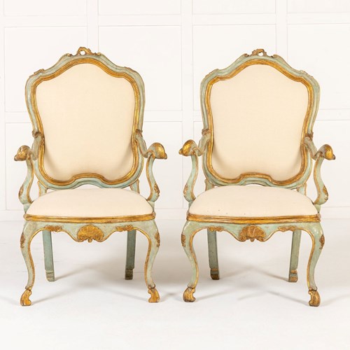 Pair Of 18Th Century Italian Painted Chairs