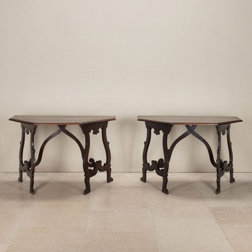 Pair Of 18Th Century Italian Walnut Console Tables