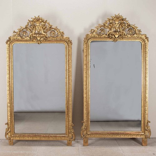 Pair Of 19Th Century French Neo-Classical Gilt Mirrors