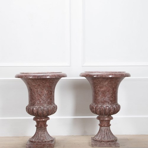 Pair Of 19Th Century Italian Marble Urns