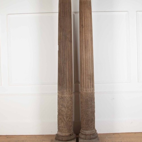 Pair Of 19Th Century Oak Columns