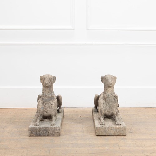 Pair Of 20Th Century Composite Stone Whippets