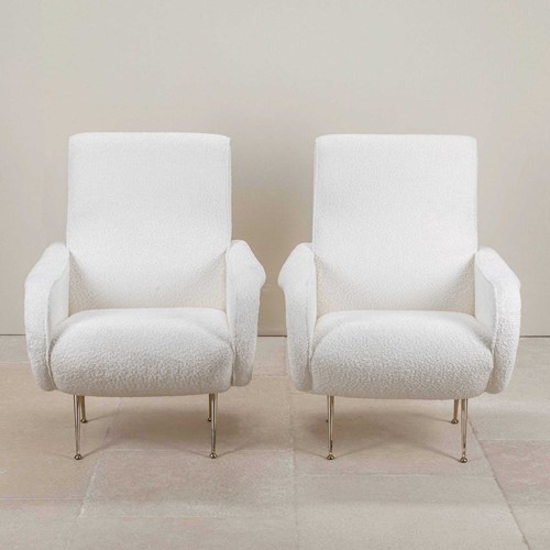 Pair Of Contemporary Italian Zanuso Style Armchairs