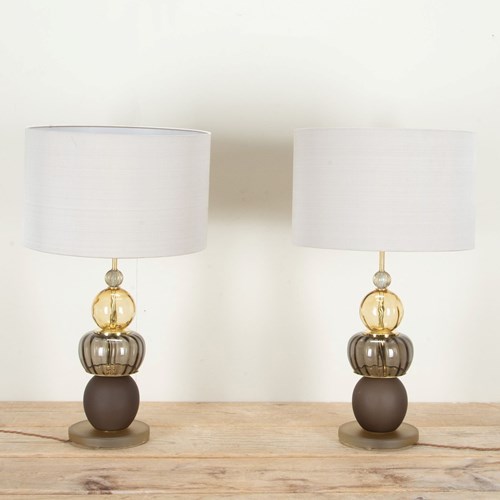 Pair Of Contemporary Murano Glass Table Lamps
