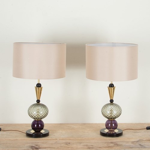 Pair Of Contemporary Murano Glass Table Lamps