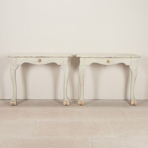 Pair Of Early 20Th Century Dutch Serpentine Form Console Tables