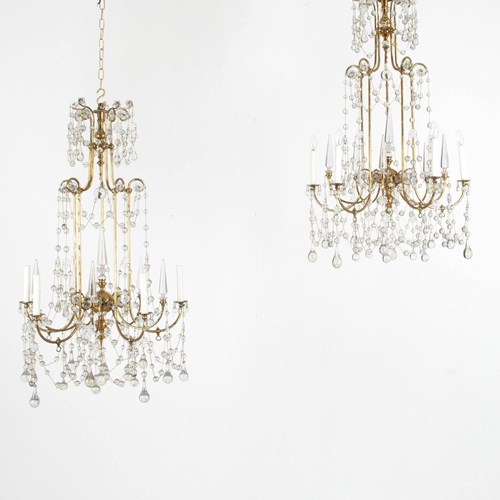 Pair Of English 19Th Century Ex Gas Chandeliers, By Faraday & Sons.