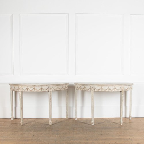 Pair Of English Console Tables In The Hepplewhite Style