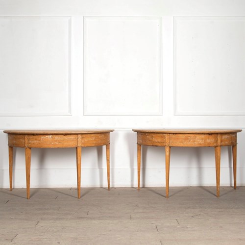 Pair Of Gustavian Demi-Lune Tables