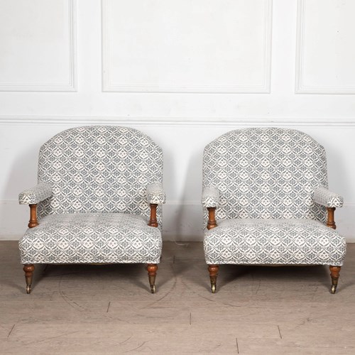 Pair Of Howard And Sons Open Armchairs