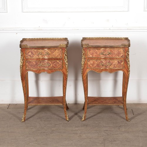 Pair Of Italian Marquetry Bedside Tables
