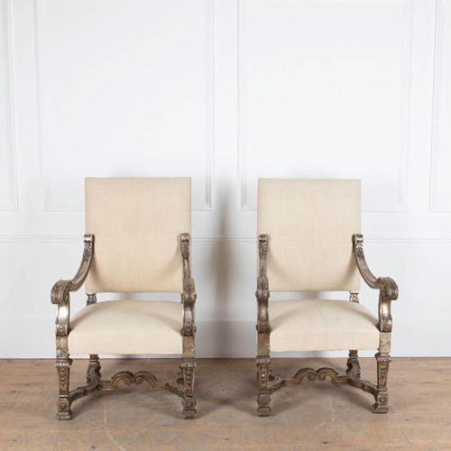 Pair Of Large 19Th Century Italian Throne Chairs