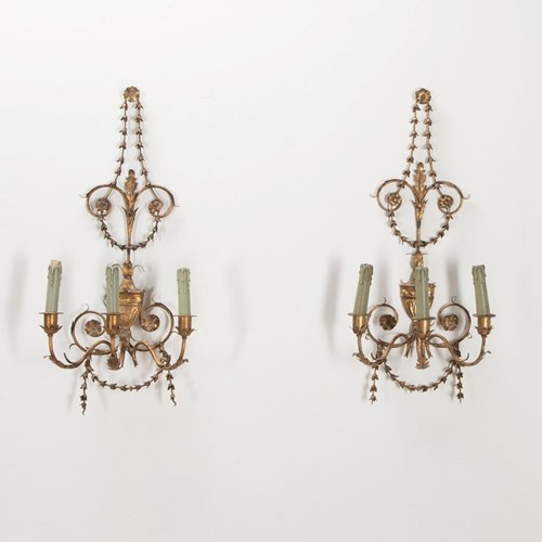 Pair Of Large 20Th Century English Tole Wall Sconces