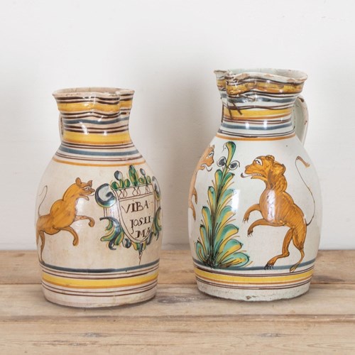 Pair Of Late 18Th Century Spanish Puente Del Arzobispo Jugs