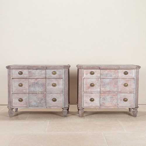 Pair Of Late 19Th Century Swedish Painted Commodes
