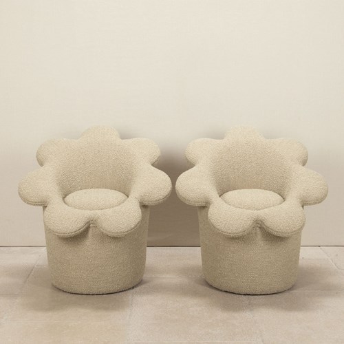 Pair Of Late 20Th Century Italian Flower Armchairs