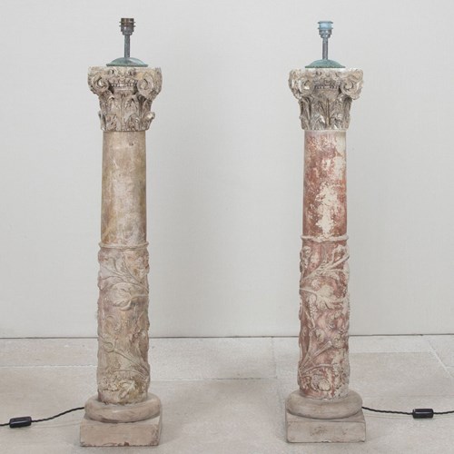 Pair Of Late Renaissanace Period Column Lamps
