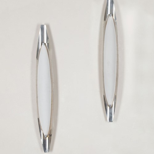 Pair Of Mid-Century Italian Fontana Arte Wall Lights By Max Ingrand