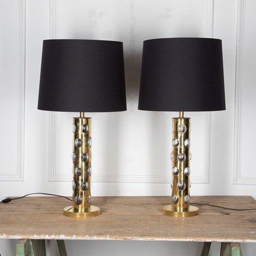 Pair Of Italian Modernist Murano Glass Table Lamps
