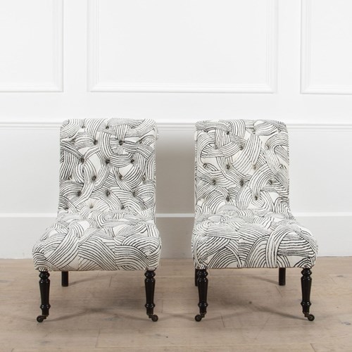 Pair Of Schumacher Freeform Upholstered Napoleon III Side Chairs