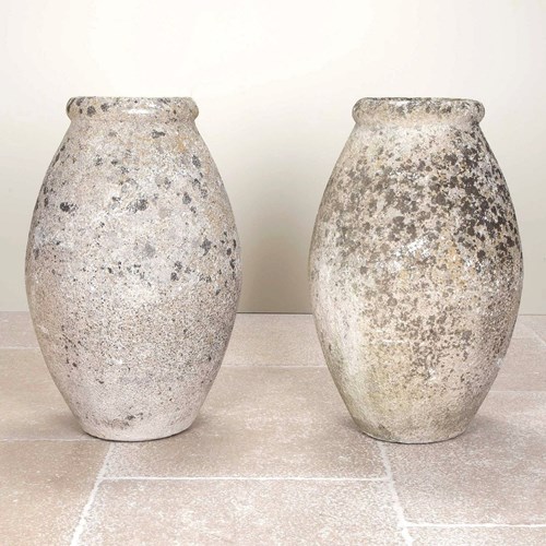 Pair Of Tall 20Th Century French Reconstituted Stone Urns