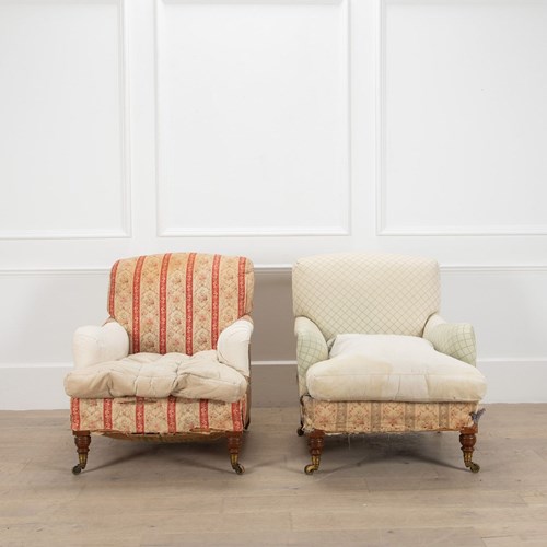 Pair Of Victorian Howard & Son 'Bridgewater' Upholstered Armchairs