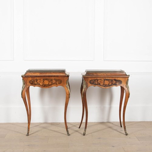 Pair Of Victorian Walnut And Inlaid Jardiniere Tables