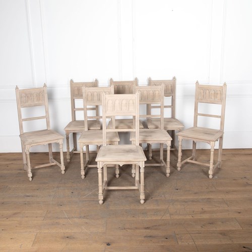 Set Of Eight 19Th Century Bleached Walnut Chairs