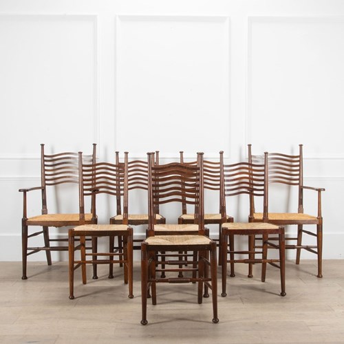 Set Of Eight Liberty & Co. Arts & Crafts Dining Chairs