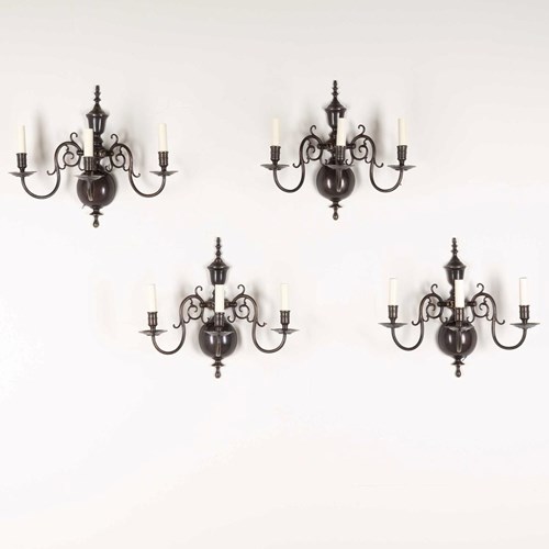 Set Of Four 20Th Century Bronzed Wall Lights