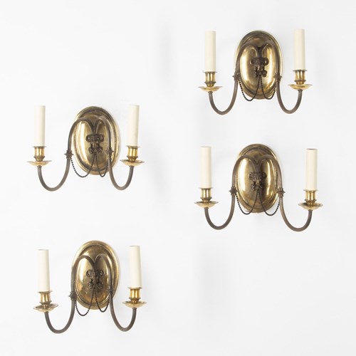 Set Of Four 20Th Century English Rams Head Wall Lights