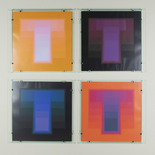 Set Of Four Mid-Century Swiss Screenprints 'Colorsounds' By Karl Gertsner