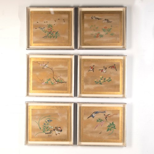 Set Of Six Japanese 19Th Century Paintings