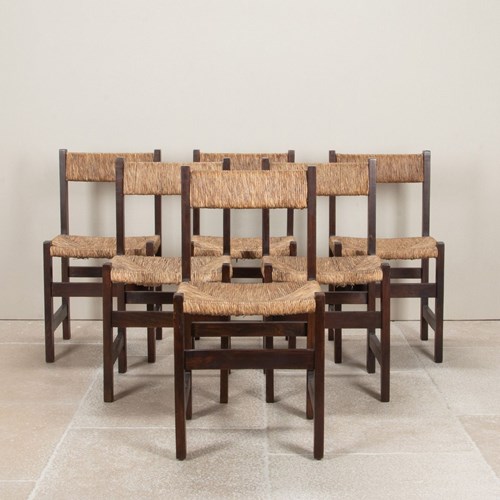 Set Of Six Mid-Century Spanish Dining Chairs