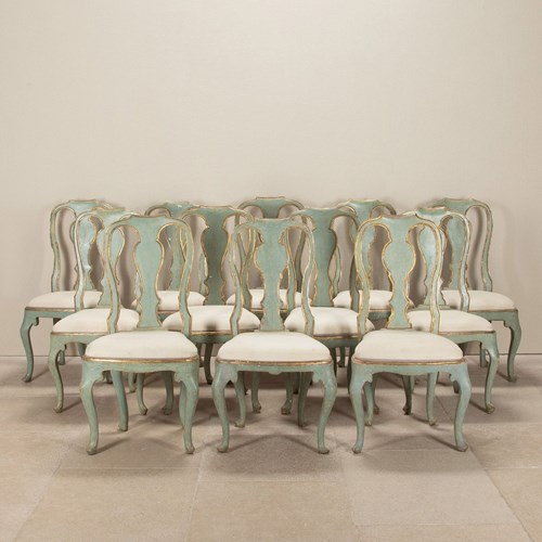 Set Of Twelve Late 18Th Century Italian Dining Chairs