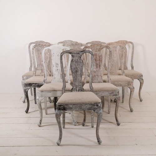 Set Of 10 Swedish Dining Chairs