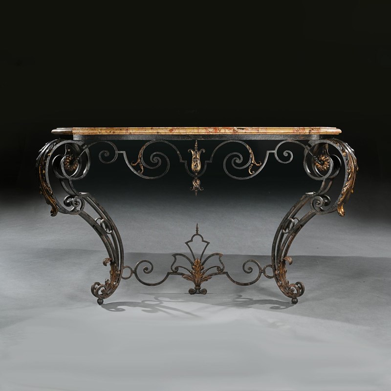 19Th Century French Wrought Iron And Parcel Gilt Breche D Alep Marble Top Consol-loveday-1-image-main-2-main-638312333983477515.jpg