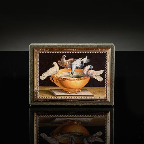 Micromosaic Jasper Snuff Box Italian Gioacchino Barberi